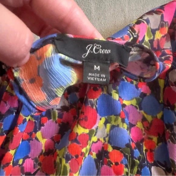 J.Crew Colorful Floral Long Sleeve Dress EUC Size M - Picture 5 of 7